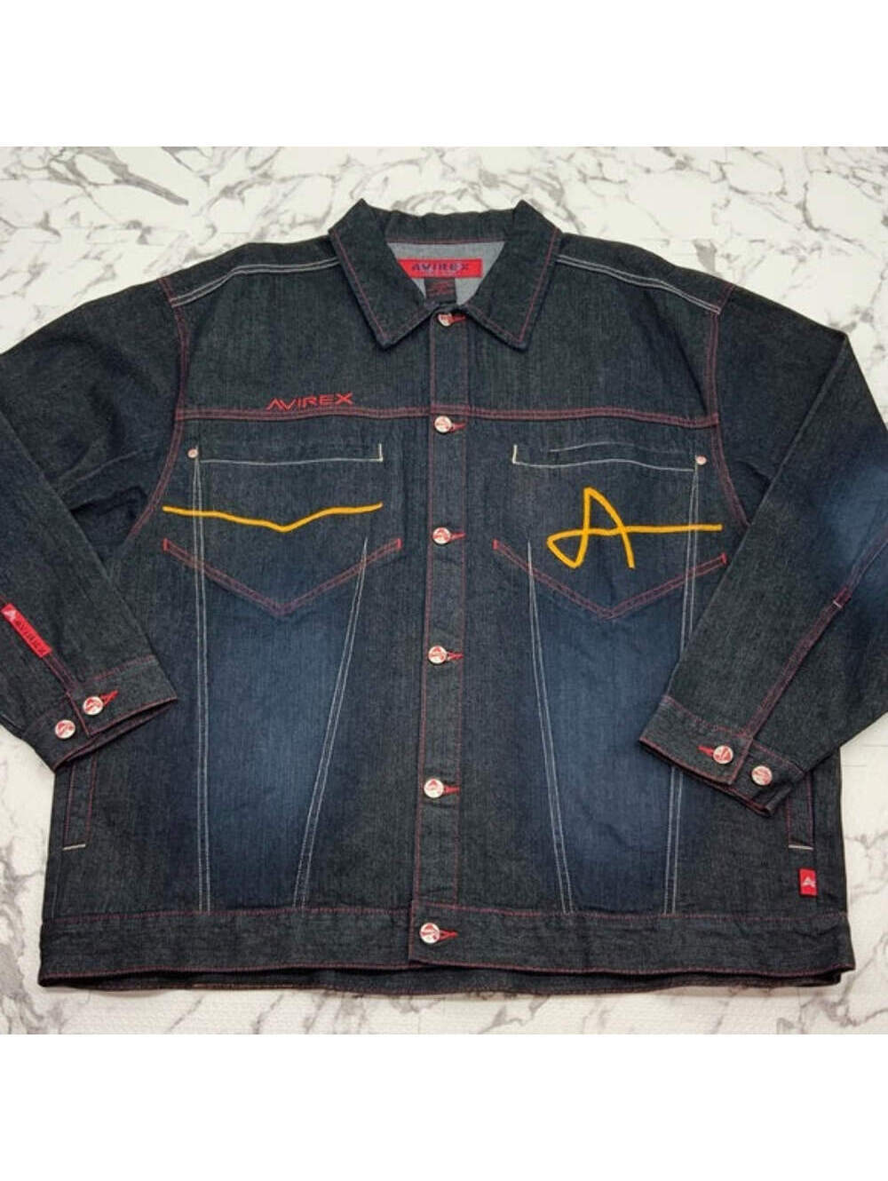 Men's Avirex Indigo Blue | Red Casual Denim Jacket NWT